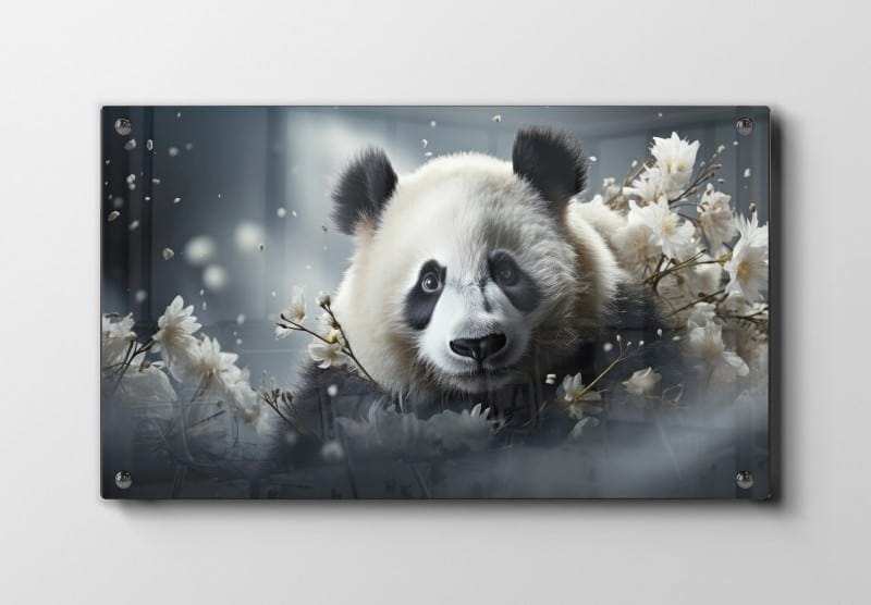 Panda Among Flowers Plakat