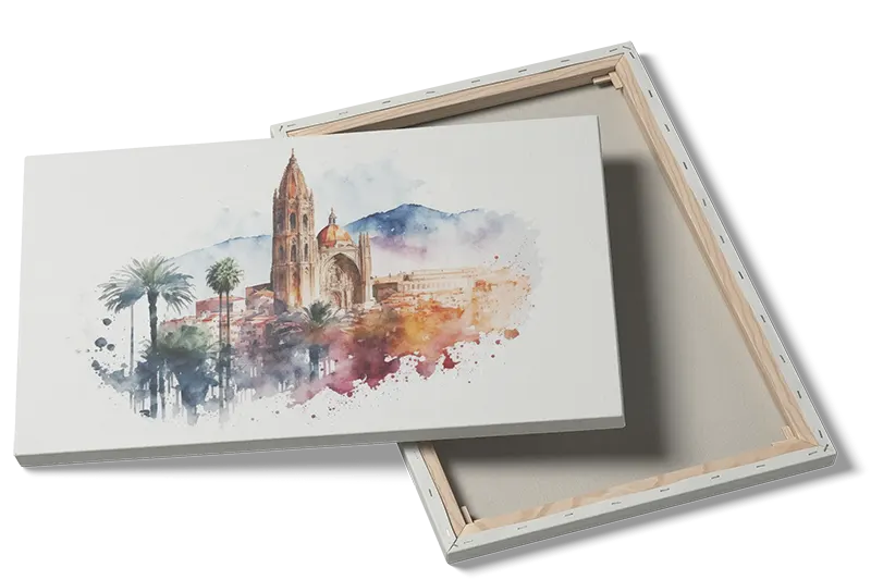 Barcelona Watercolor Cityscape Art