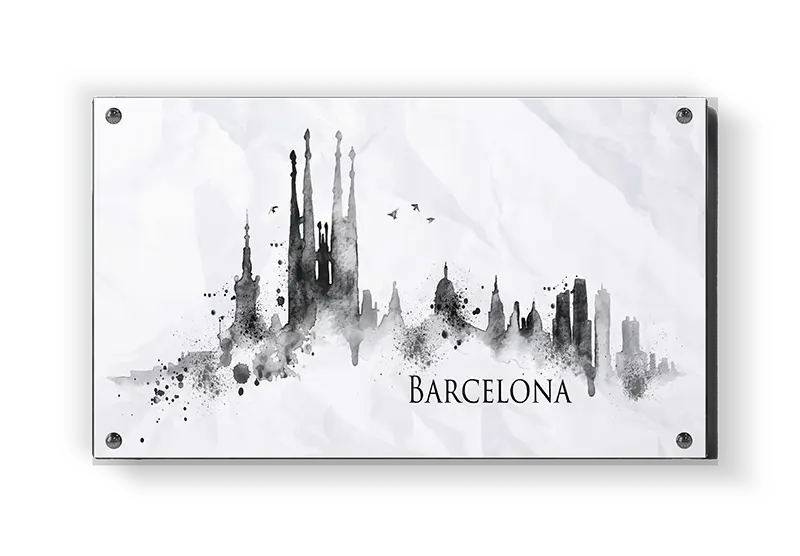 Barcelona Skyline Ink Illustration