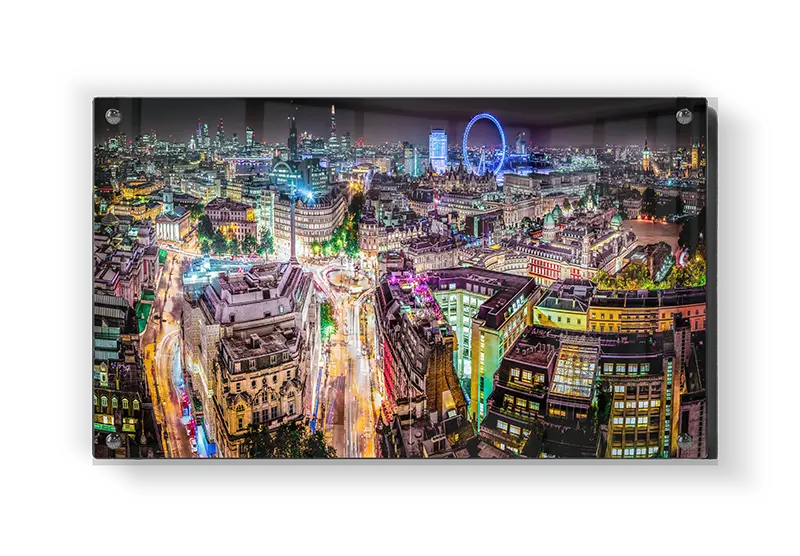 Nighttime Cityscape With Neon Lights