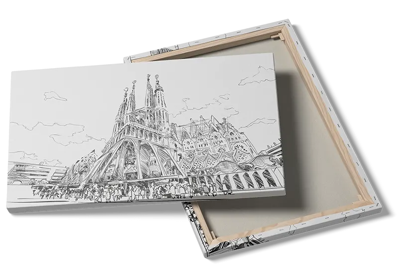 Detailed Black And White City Illustration