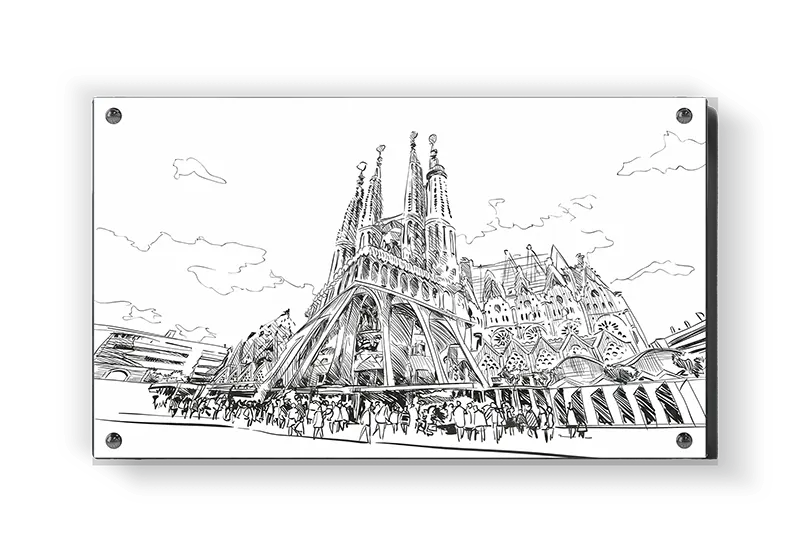Detailed Black And White City Illustration