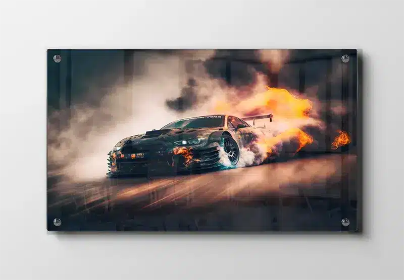 Flammende Driftbil Plakat