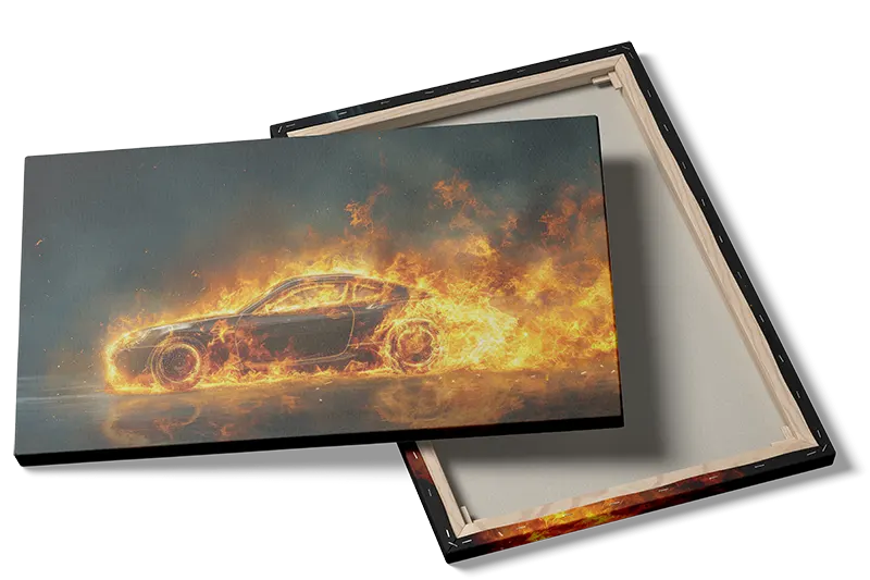 Flammende Sportsvogn Kunst