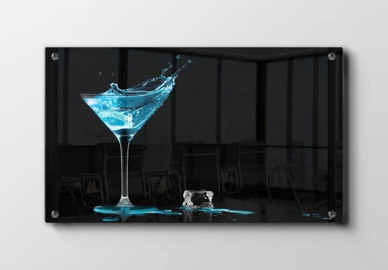 Blå Cocktail Med Splash Plakat
