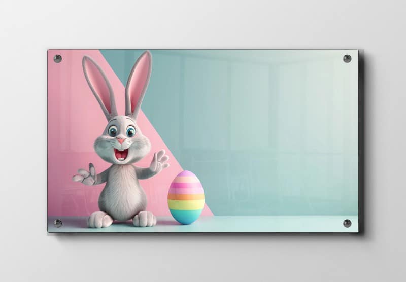 Playful Bunny And Rainbow Egg Plakat