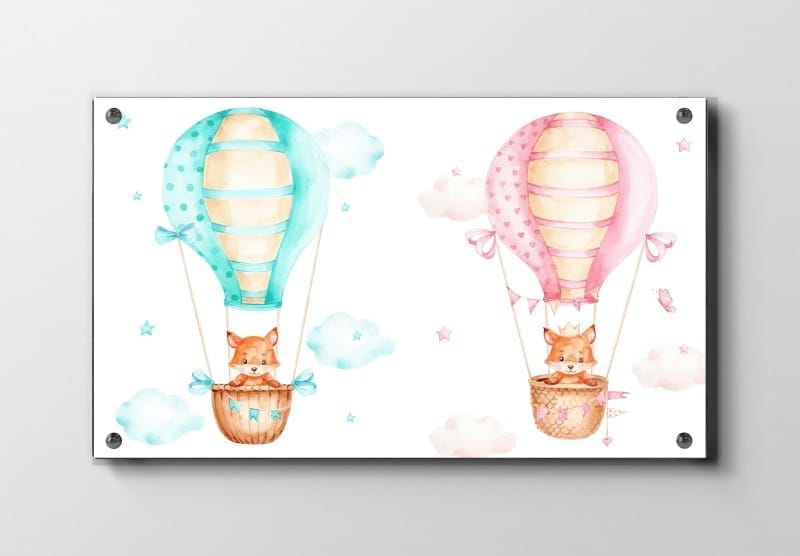 Playful Fox Hot Air Balloon Plakat