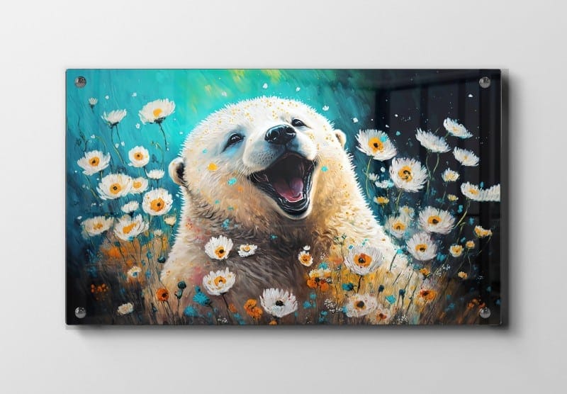 Happy Polar Bear Bloom Plakat