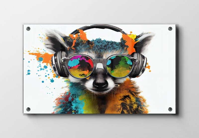 Playful Raccoon With Headphones Plakat