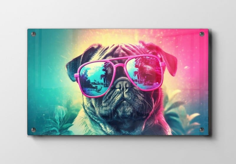 Playful Pug With Sunglasses Plakat