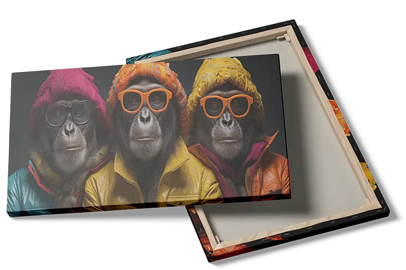 Playful Monkeys With Colorful Glasses Plakat