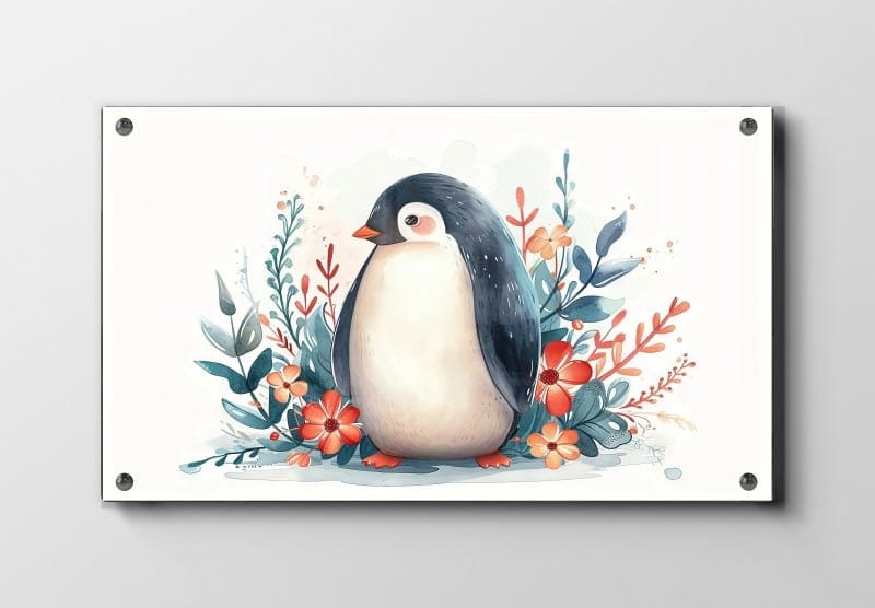 Gentle Penguin Floral Friend Plakat