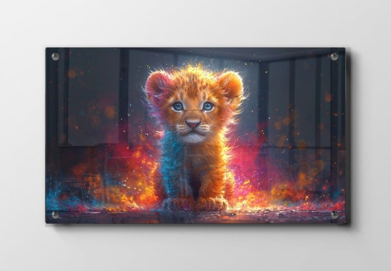 Curious Little Lion Cub Plakat