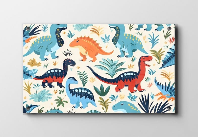 Playful Colorful Dinosaur Friends Plakat