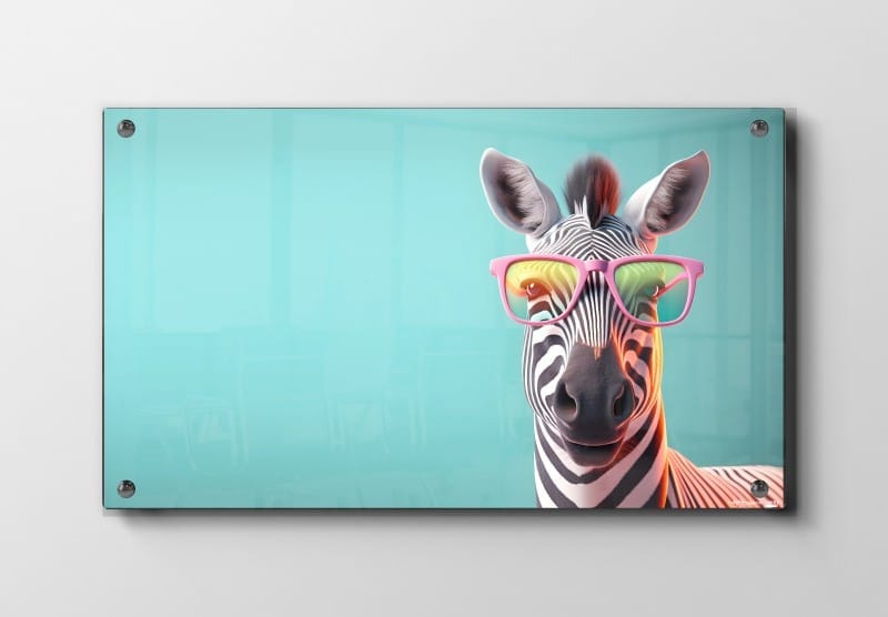 Playful Zebra With Glasses Plakat