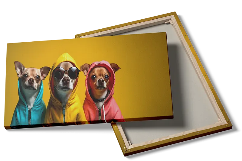 Playful Dogs In Colorful Hoodies Plakat