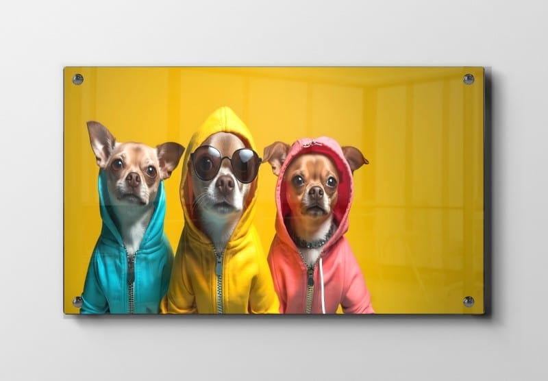 Playful Dogs In Colorful Hoodies Plakat