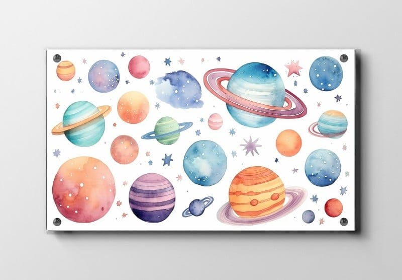 Playful Watercolor Planets Plakat