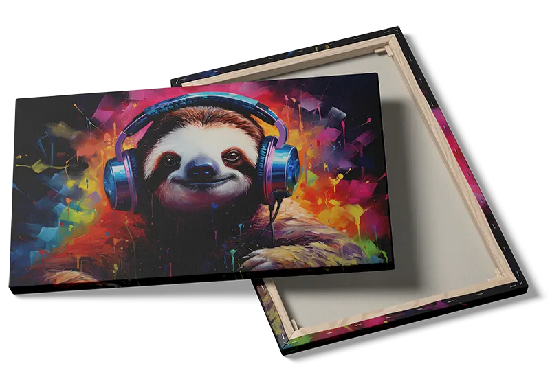 Playful Sloth With Headphones Plakat
