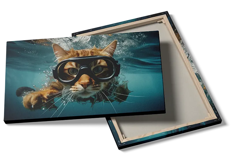 Playful Cat Underwater Adventure Plakat