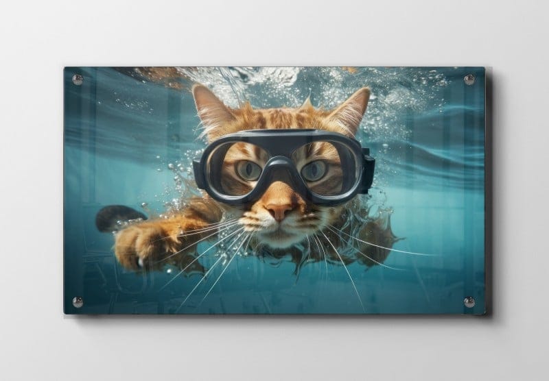Playful Cat Underwater Adventure Plakat