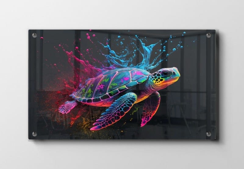 Vibrant Splash Sea Turtle Plakat