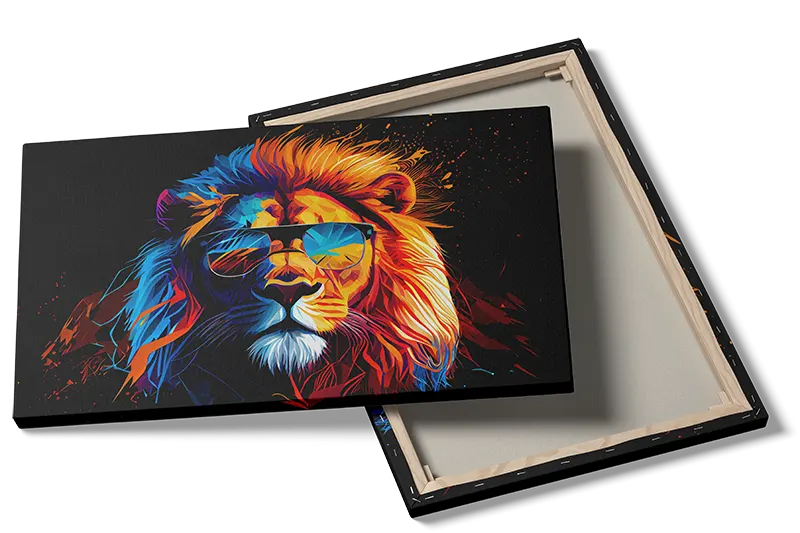 Vibrant Cool Lion Portrait Plakat