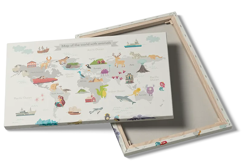 Playful Animal World Map Plakat
