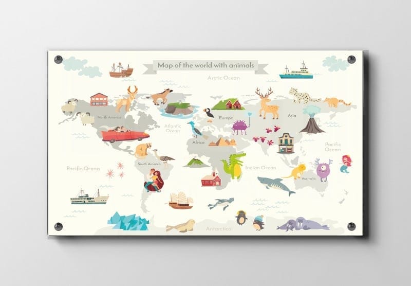 Playful Animal World Map Plakat