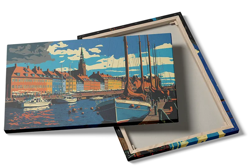 Colorful Harbor Scene Artwork