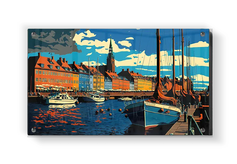 Colorful Harbor Scene Artwork
