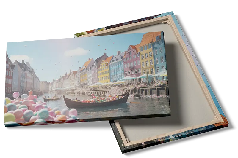 Colorful Canal Boat Scene