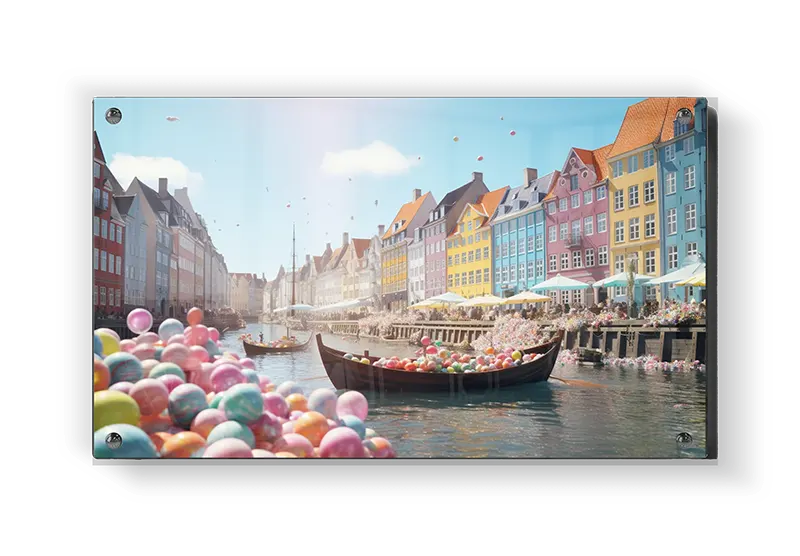 Colorful Canal Boat Scene