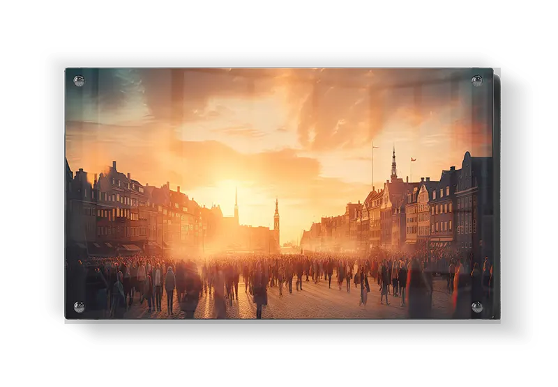 Sunset Over Historic City Street