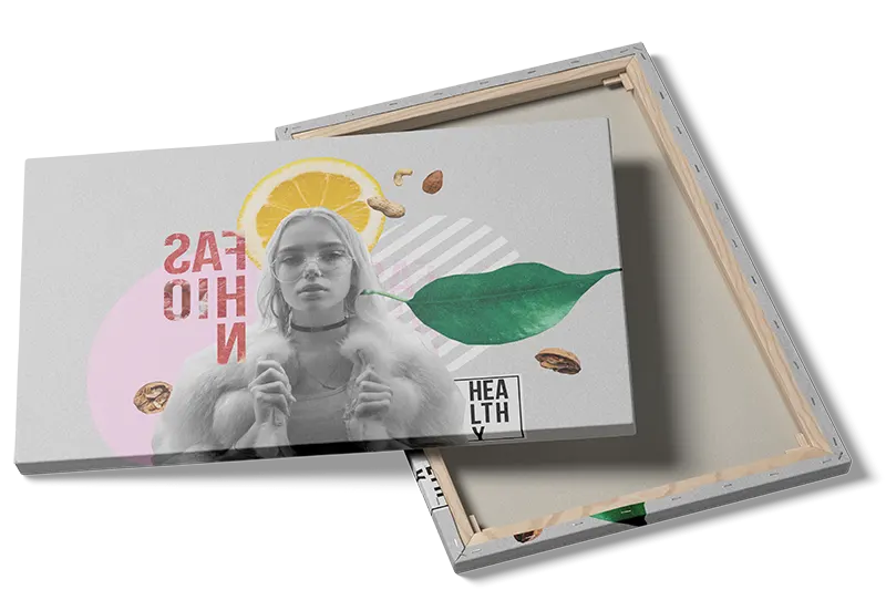 Kvinde appelsinskive blad nødder med collage