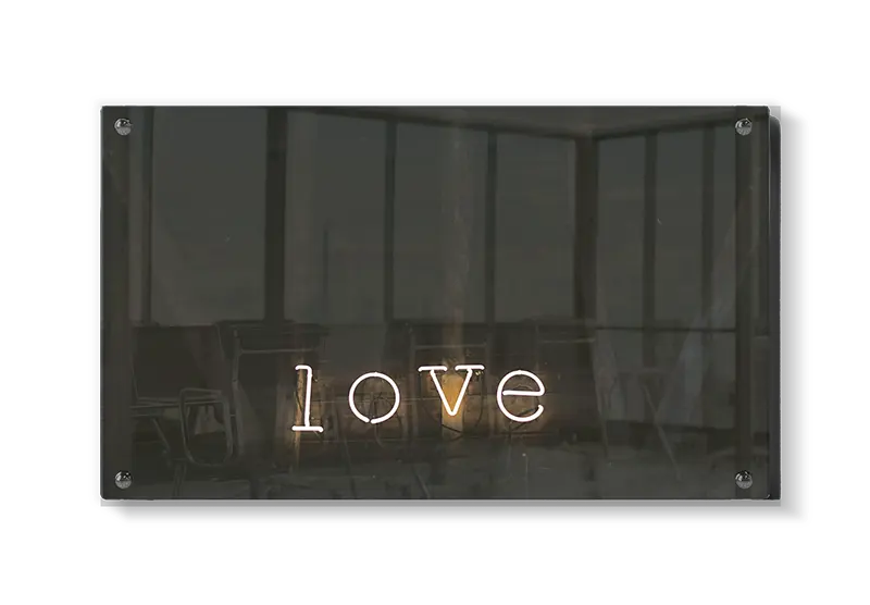 Neonskilt ord med typografi lys skygger