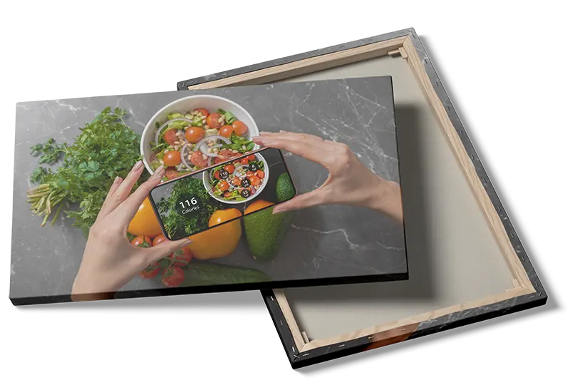 Salat smartphone hænder grøntsager med typografi