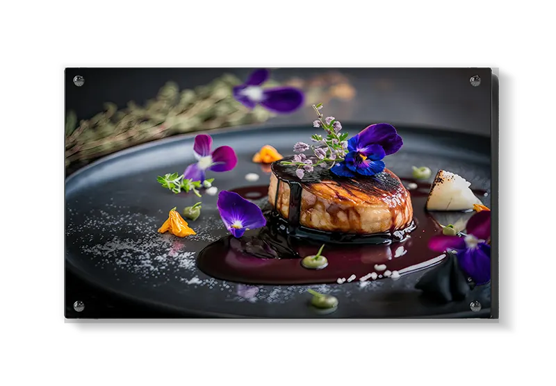 Dessert tallerken blomster med madfotografi glasur