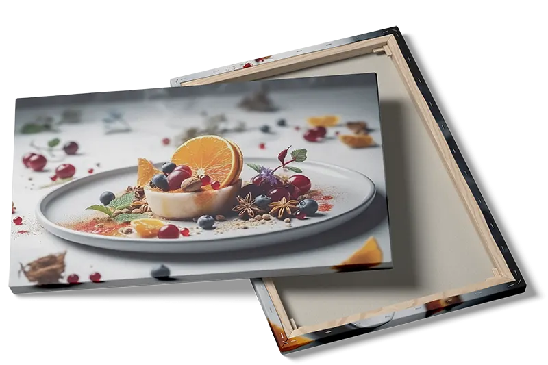 Dessert appelsin bær tallerken med madfotografi