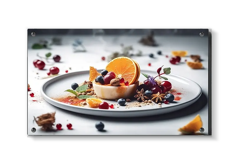 Dessert appelsin bær tallerken med madfotografi