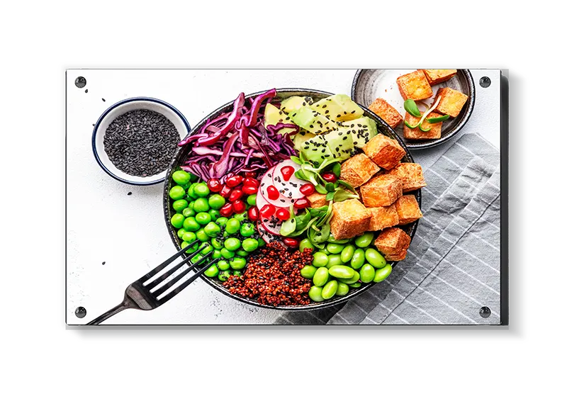 Salatskål tofu edamame avocado med tekstur