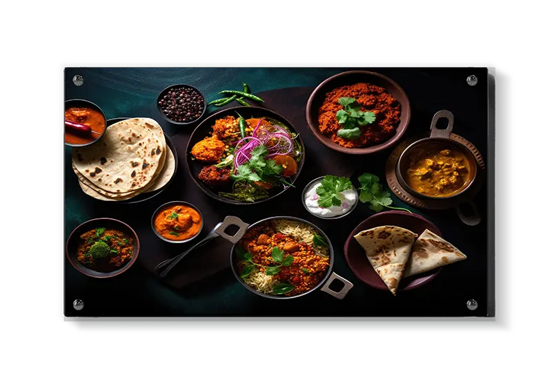 Curry naan skåle krydderurter med anretning