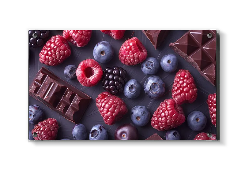Chokolade hindbær blåbær brombær med nærbillede