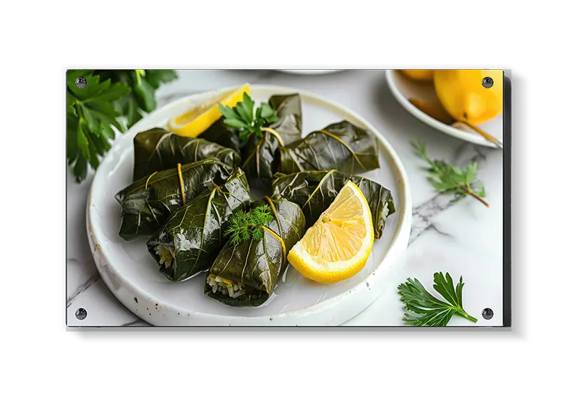 Vinblade citron tallerken med madfotografi tekstur