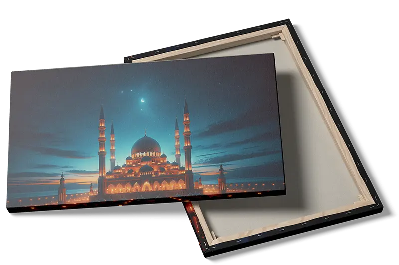 Illuminated Mosque At Night