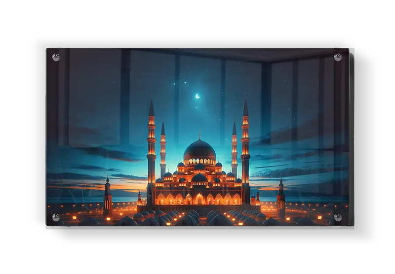 Illuminated Mosque At Night