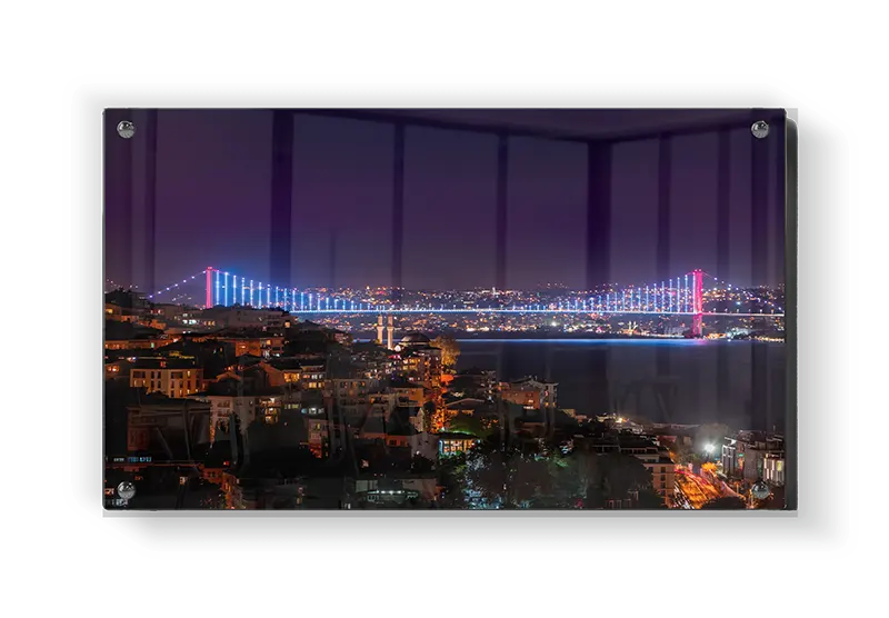 Illuminated Night Bridge View