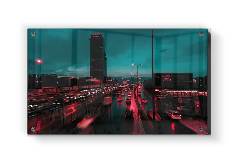 Neon City Traffic Night