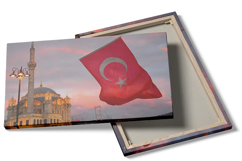 Istanbul Flag And Mosque Sunset