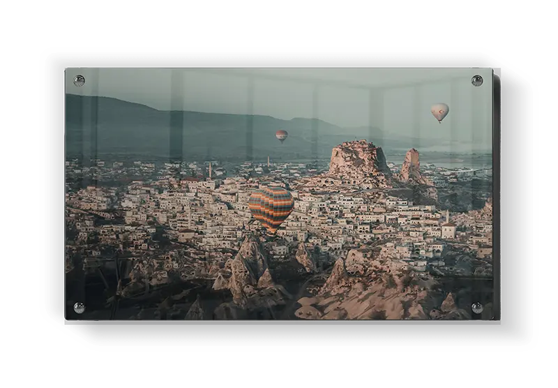 Hot Air Balloons Over City